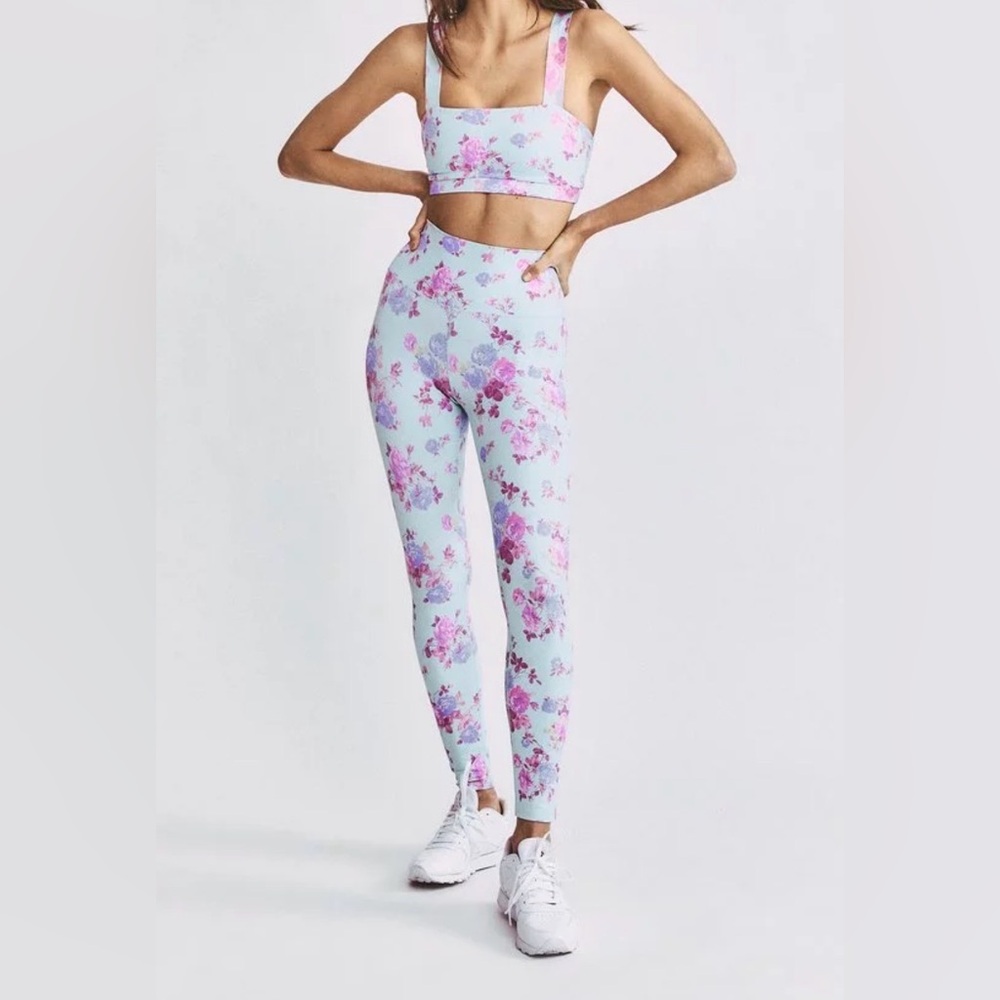 Beach riot x love shack fancy Erin top & leggings turquoise blueberry set XS